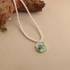Novo Colar Pingente Pintura a Óleo Pérola Imitação Barroca Feminino Simples Corrente de Clavícula de Alta Qualidade Joias de Luxo Leve Atacado