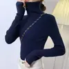 Suéter de gola alta super bonito feminino outono e inverno novo estilo peça de baixo justa ao corpo mostra a silhueta fina malha grossa camisa base