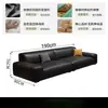Sofá de cuero negro para sala de estar, adecuado para espacios grandes y pequeños, diseño minimalista moderno, sofá negro de forma rectangular de líneas rectas