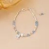 Pulsera Colgante Mariposa Estrella de Amor Cristal Blanco Aguamarina Plata Rota Estilo Fresco y Dulce de Verano Joyería de Mano al por Mayor