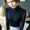 Top de Cuello Vertical Estilo Nuevo Otoño e Invierno Camiseta Base de Malla con Estilista Camisa Pequeña de Estilista con Mangas Largas