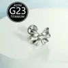 Piercing Labial Stud de Titânio F136 com Design de Flor Relâmpago e Cravação de Zircônia, Joia para Body Piercing com Corpo de Titânio de Grau Cirúrgico, Produto em Estoque do Fabricante