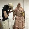 Grande Escultura em Madeira Buda Maitreya Barriga Grande Madeira Maciça Ornamentos para Sala de Estar Esculpido Guan Gong Guanyin Estátua Vermelha para Desktop