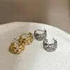 Pendientes de Aro Trenzados en Forma de C con Cinta de Satén Vintage Estilo Francés, Pendientes de Aro de Alta Gama para el Día a Día con Pasadores de Plata 925