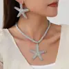 Collar y pendientes con colgante de estrella de mar, estilo europeo y americano, con personalidad transfronteriza, ideal para fiestas, vacaciones, playa y joyería.