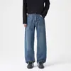 Jeans Masculino Tendência Nova Primavera e Outono Perna Reta Solto Emagrecedor Casual Versátil Americano Calça de Perna Larga