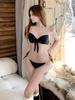 Estilo Ins Chica Sexy Caliente Soporte de Acero Reunión Tamaño Cadena en el Pecho Estilo Puro Deseo Traje de Baño de Tres Piezas Bikini para Mujer