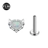 F-136 Titânio Coração Diabólico Floco de Neve Opala Argola Longa para Orelha Stud para Lábio Stud para Cartilagem da Orelha Haste de 0,9 Joia para Piercing