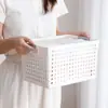 Cesta de almacenamiento de plástico para uso doméstico, caja de almacenamiento de escritorio, cesta de almacenamiento para artículos varios de cocina, caja de bocadillos y juguetes para jardín de infantes
