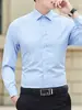 Camisa de Color Sólido Transpirable Antiarrugas de Manga Larga, Tendencia y Elegante, Camisa de Traje Estilo Coreano, Ajuste Formal, Profesional de Negocios Transfronterizo
