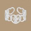 1646 Estilo Coreano INS Nicho Lujo Ligero Textura Martillada Anillo de Corazón Plata de Ley S925 Anillo Abierto de Plata con Forma de Corazón para Mujer