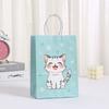 Bolsa de compras con diseño de gato de dibujos animados, bolsa de regalo impresa, bolsa de papel kraft al por mayor, bolsa de almacenamiento, bolsa de compras