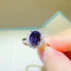 Anillo de Moissanita Ovalado Morado al por Mayor Moissanita de Corte Colorido en Forma de Huevo Prueba de Color D con Certificado Tarjeta Negra