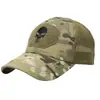 Boné de Baseball Tático Camuflado Caveira Protetor Solar para Exterior Boné Protetor Solar Fã Militar Velcro Malha Boné Bordado