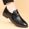 Zapatos de Piel con Patrón de Cocodrilo Talla Grande Nuevos Zapatos de Piel Formales de Negocios Calzado Casual Slip-On Estilo Británico de Comercio Exterior para Jóvenes