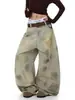 Jeans Retro Americanos Desgastados con Dobladillo Curvo para Mujer, Novedad Primavera 2026 de Cintura Alta Lavados Adelgazantes de Pierna Ancha hasta el Suelo
