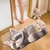 Tapete de Absorção de Água para Banheiro Gato Desenho Animado Formato Irregular de Lama Diatomácea Tapete Resistente ao Desgaste Antiderrapante Tapete de Banheiro