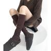 Nuevos Calcetines de Otoño con Patrón Vertical Estilo Miu Holgados hasta la Pantorrilla en Blanco Crema, Calcetines Altos Simples Versátiles Adelgazantes, Calcetines de Algodón hasta Media Pantorrilla