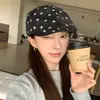 Gorra Plana Retro de Lunares Estilo Coreano para Mujer, Moda de Primavera y Otoño, Uso Diario, Circunferencia de Cabeza Grande, Boina, Gorra de Pintor Artístico