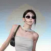 Óculos de Sol da Moda High-End Metal Oval Armação Pequena Novos Óculos de Sol da Moda para Fotos para Mulheres Celebridade da Internet