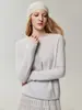 Suave e confortável~Suéter de tricô 100% caxemira pura Cony para mulheres, macio e aconchegante com bordas enroladas, uma peça versátil para o trabalho e o dia a dia