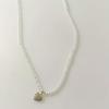 Collar de perlas de vidrio en forma de corazón con micro incrustaciones de circonitas para mujer, estilo coreano, moda, temperamento, celebridad de Internet, forma de corazón, perla brillante, cadena para la clavícula
