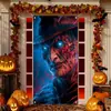 Nueva cubierta de puerta de Halloween sangrienta de terror transfronteriza decoración festiva tela de fondo arreglo del festival de fantasmas cortina de puerta de poliéster tela colgante bandera