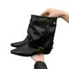 Nuevas botines de tacón grueso para otoño para mujer, negros, botines de punta cuadrada adelgazantes para el día a día, versión coreana 2026 botas de montar para mujer con hebilla de cinturón