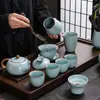 Conjunto de Chá Kung Fu Ruyao com Gaiwan Esmaltado Verde-Água, Cerâmica, Adequado como Lembrança para Hotéis, Bancos, Corporações e Reuniões Anuais do Dia Nacional