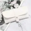 Estojo de Couro com Botão para Óculos Pronto para Fábrica Atacado Bolsa Multicor para Óculos Armazenamento de Óculos de Sol Grande Capacidade Bolsa com Espelho