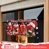 Decoraciones de Ventana de Centro Comercial Feliz Navidad Letras Inglesas Lazo de Cinta Roja Copo de Nieve Dorado Pegatinas Electrostáticas