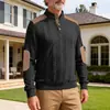 Ropa para Hombre Primavera y Otoño Casual Clásico Cuello Alto Tela Jacquard Suéter Americano Top Estilo Americano