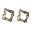 Aretes de botón cuadrados elegantes y delicados franceses de flor estrella, moda moderna de personalidad surcoreana, joyería para la oreja de pedrería que combina con todo