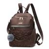 Mochila Feminina 2025 Nova Linha Bordada Rômbica de Alta Qualidade Mochila de Viagem Feminina Estilo Coreano Versátil Grande Capacidade Mochila Escolar