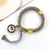 Pulsera Thangka Estilo Tíbet con Cinco Deidades de la Riqueza, Pulsera Tejida a Mano con Tara Verde y Cinco Santos, Pulsera Caja Gahu