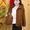 Abrigo de pana con botones, forro polar cálido, al por mayor, para mujer, otoño e invierno, a prueba de frío, engrosado, para madres de mediana edad y mayores, ropa de mujer, transfronterizo