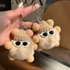 Pingente Chaveiro de Bola de Carvão Pequena de Pelo de Coelho Sintético, Charme de Bolsa de Boneca de Pelúcia Fofa da Moda