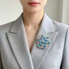 Broche de Flor de Pedra Colorida Oca da Indústria Pesada Pino de Liga com Strass Acessórios para Terno Casaco Qipao Vestido Formal Corsage