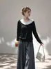 Suéter de punto de manga larga con bloques de color estilo coreano para mujer, nueva colección otoño 2026, elegante, de corte holgado, favorecedor y versátil