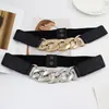 Cinturón Elástico Personalidad Moda Femenina Estilo Europeo y Americano Sello Elástico en la Cintura para Vestido Abrigo Traje