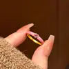 Anillo de esmalte color crema con goteo y circonita cúbica para mujer, con un diseño minimalista y versátil con un toque de lujo discreto y una estética única y de nicho, perfecto para el dedo índice