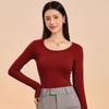 Liquidación Otoño e Invierno Base Delgada para Mujer con Ácido Hialurónico Ropa Interior Camiseta de Manga Larga Ajustada Cuello Redondo Top de Cuello Semi Alto