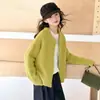 Cárdigan de suéter para niña, nuevo de otoño 2026 estilo coreano tejido gofrado, para niños mayores, top de primavera y otoño, transfronterizo