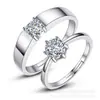Anillo de Pareja de Plata Esterlina S925 Anillo Simple de Diamante de Simulación de Seis Garras para Hombre y Mujer Anillo para Hombre Anillo para Hombre y Mujer Anillo de Personalidad