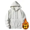 Cardigan com Capuz Di Fu Algodão Forrado com Lã Hoodie Hoodie com Capuz Cor Sólida Suporta Zíper Bidirecional Versátil Fornecimento de Comércio Exterior Transfronteiriço Tendência