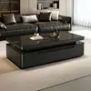 Mesa de centro de vidro temperado de luxo leve, adequada para salas de estar, com design simples, grande capacidade de armazenamento e formato retangular, ideal para apartamentos pequenos