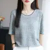 Top Tricot Colorido Três em Um, Manga Curta, Blocos de Cor, Texturizado, Respirável, Amigo da Pele, Fornecimento Direto do Fabricante, Atacado para Roupas Femininas