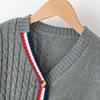 Novo Cardigã Tricotado Infantil Estilo Preppy Europeu e Americano de Primavera e Outono Algodão Puro Jaqueta Suéter Infantil Roupa Infantil
