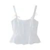 Top de alça fino branco com laço pequeno para verão feminino, estilo europeu e americano, novo 6309