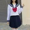 Suministro Directo de Fábrica: Cuello Azul Marino, Corbata de Moño Roja con Tres Rayas Blancas, Incluye Servicio Postventa, Parte Superior de Uniforme de Marinero, Falda Corta, Conjunto de Uniforme Escolar, Lindo